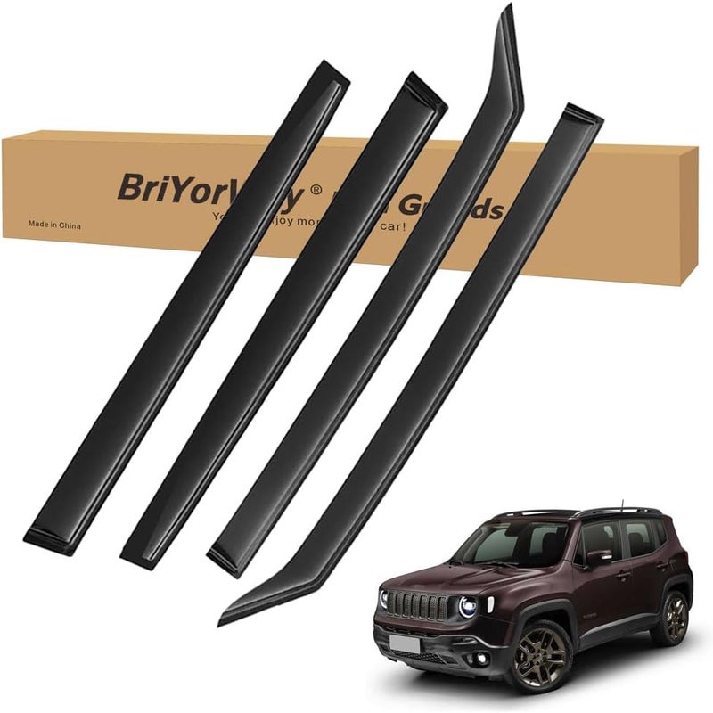BriYorWay Vent Shades Rain Guards for Jeep Renegade 2015 2016 2017 2018 2019 2020 2021 2022 2023 Accessories, for Jeep Renegade Window Deflectors Window Visors - Image 1